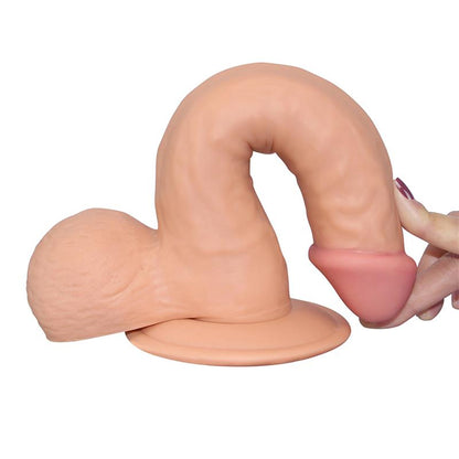 Realistinis dildo su siurbtuku ir minkšta tekstūra