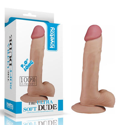 Minkštas dildo su siurbtuku ir tikroviška tekstūra