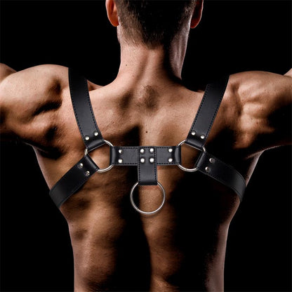 BDSM krūtinės diržas su reguliuojamais dirželiais