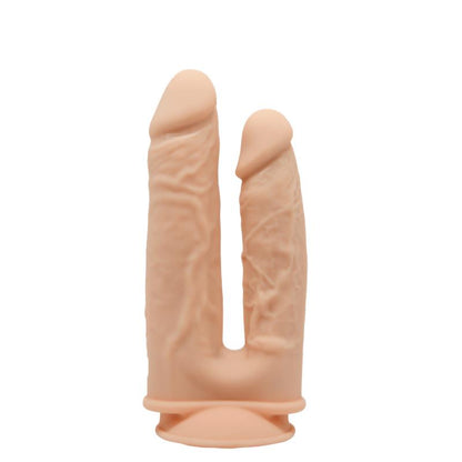 Dvigubas dildo su siurbtuku ir tikroviška tekstūra