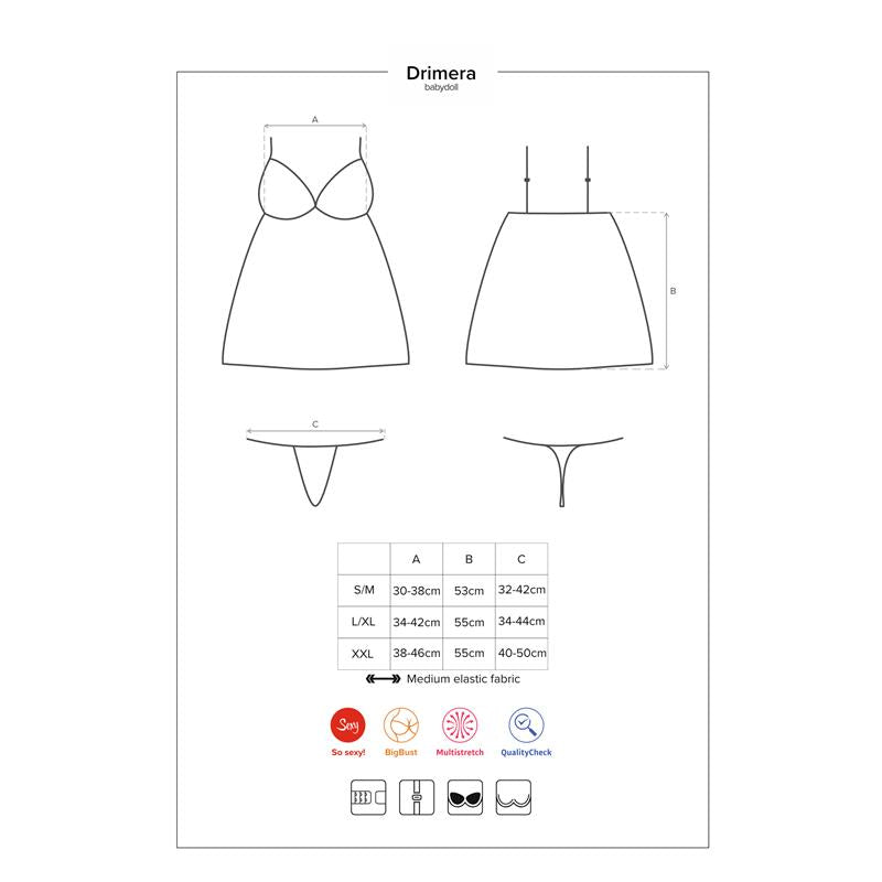 Mėlynas babydoll naktinukas su liemenėle