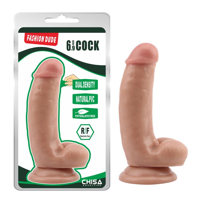 Išlenktas dildo su siurbtuku ir tikroviška tekstūra