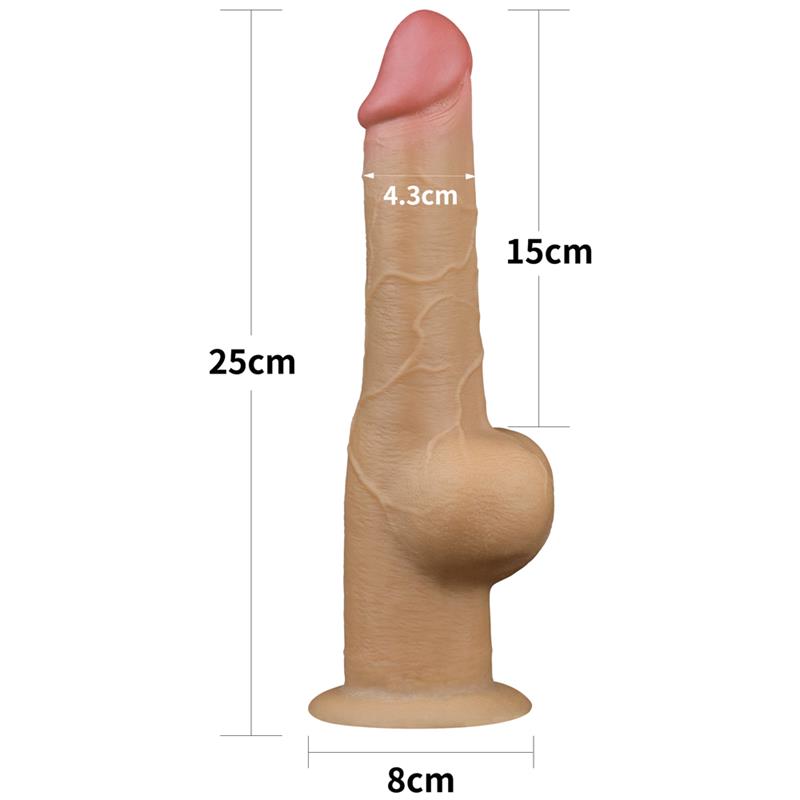 Dvisluoksnis dildo su siurbtuku ir realiu pojūčiu