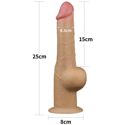 Dvisluoksnis dildo su siurbtuku ir realiu pojūčiu