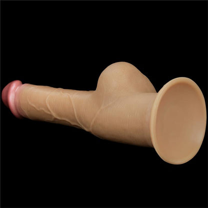 Dvisluoksnis dildo su siurbtuku ir realiu pojūčiu