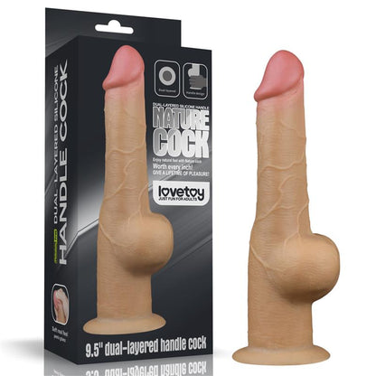 Dvisluoksnis dildo su siurbtuku ir realiu pojūčiu