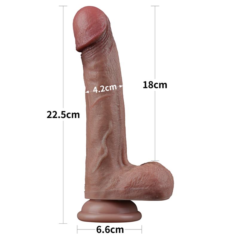 Dvisluoksnis dildo su siurbtuku ir realiu pojūčiu