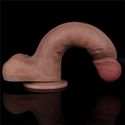 Dvisluoksnis dildo su siurbtuku ir realiu pojūčiu