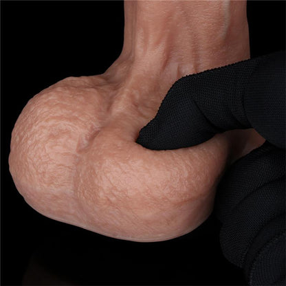 Dvisluoksnis dildo su siurbtuku ir realiu pojūčiu