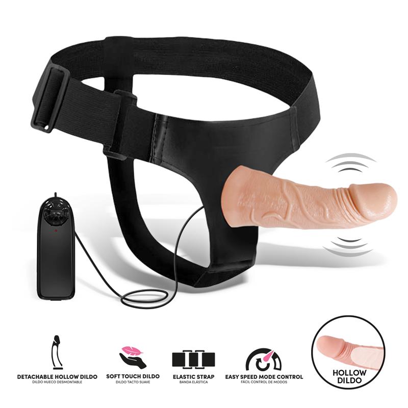 Vibruojantis strap-on su nuimama dildė