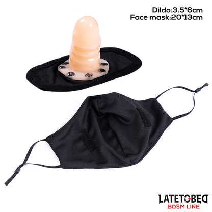 BDSM kaukė su nuimamu dildą