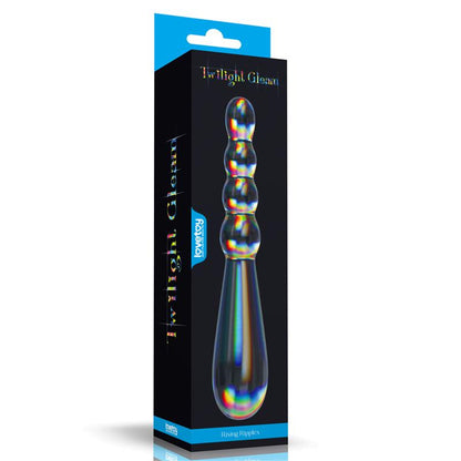 Stiklinis dildo su vaivorykštine liuminescencija