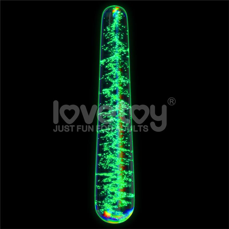 Stiklinis dildo su liuminescencinėmis dėmėmis