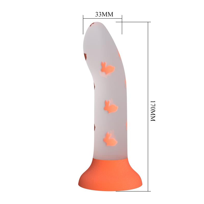 Dildo su švytinčia šerdimi ir siurbtuku