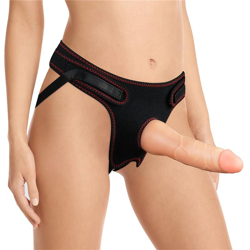 Reguliuojamas diržas su tikrovišku dildo