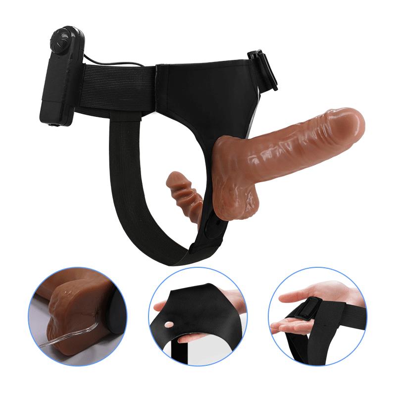 Dvigubas dildo su vibracija ir laidiniu valdymu