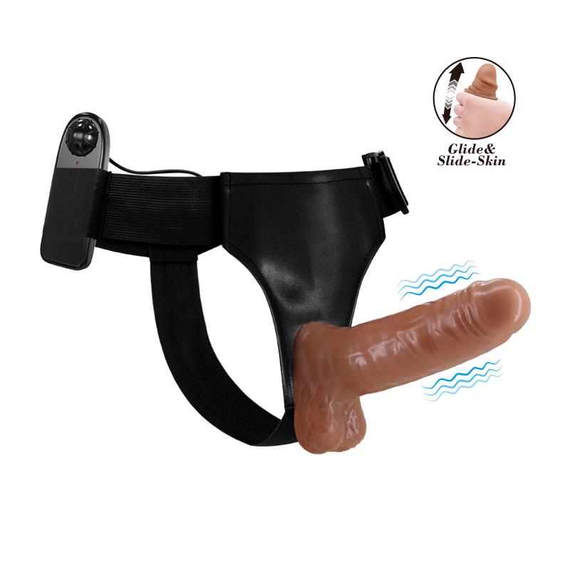Vibruojantis dildo diržai su reguliuojamais diržais