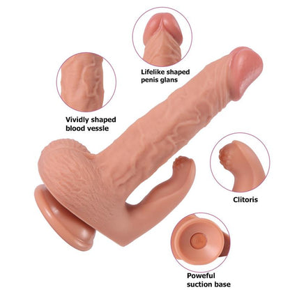 Dildo su klitorio stimuliatoriumi ir 20 vibracijos režimų