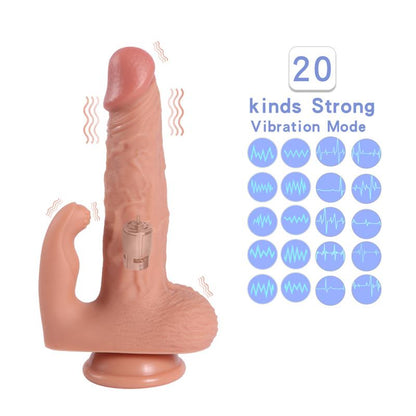 Dildo su klitorio stimuliatoriumi ir 20 vibracijos režimų