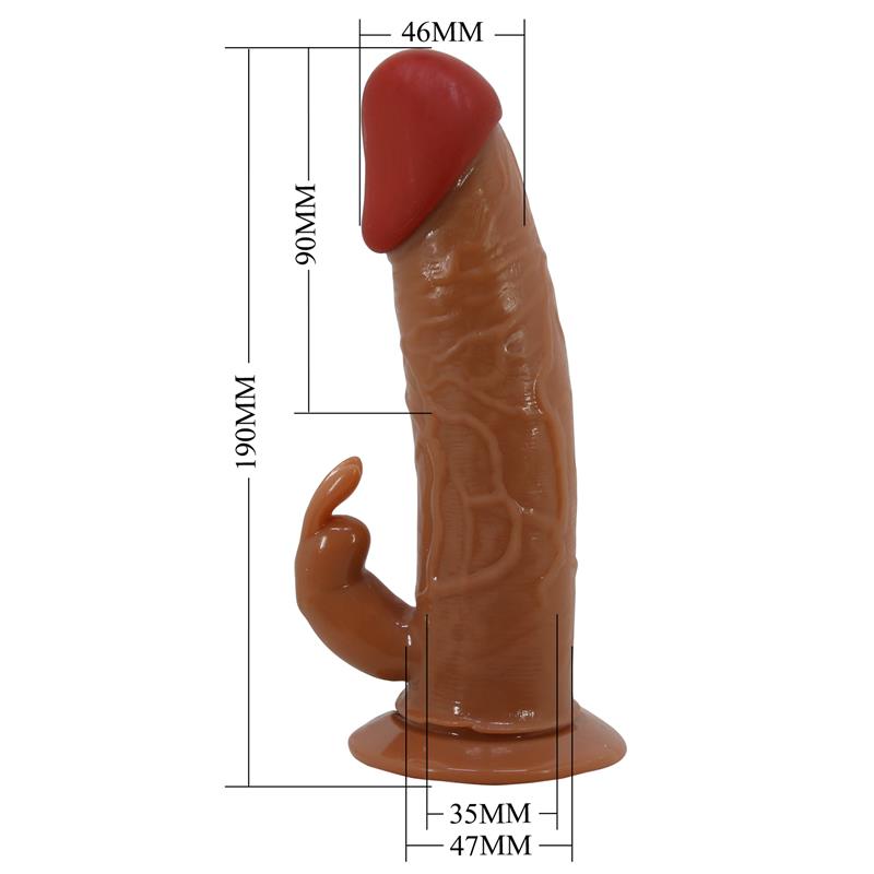 Vibruojantis strap-on dildo su triušio forma