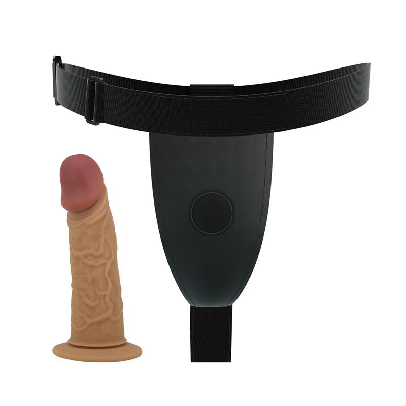Tuščiaviduris dildo su reguliuojamais dirželiais
