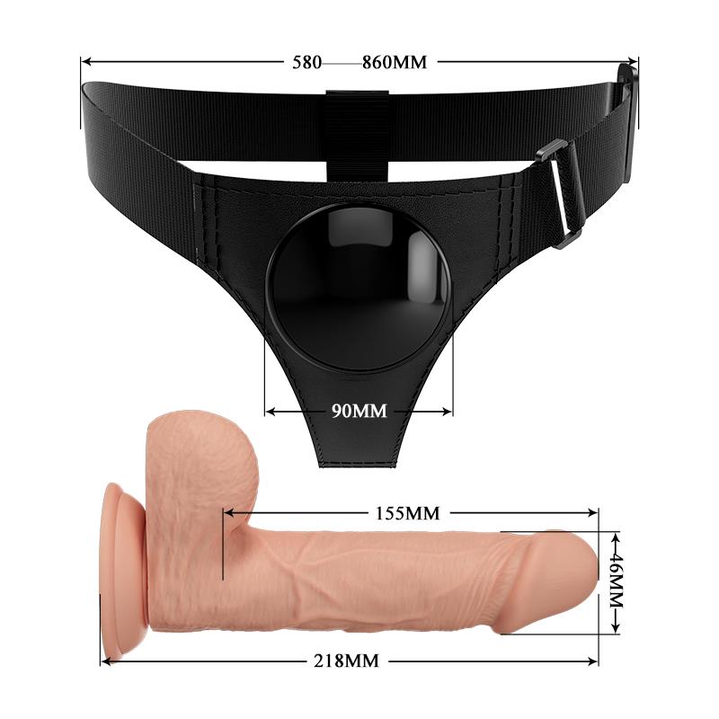 Diržinis dildo su reguliuojamu prigludimu
