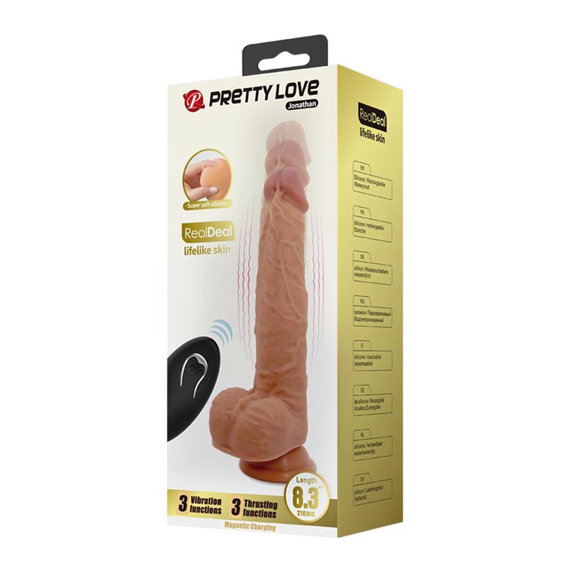 Vibruojantis dildo su stūmimo mechanizmu