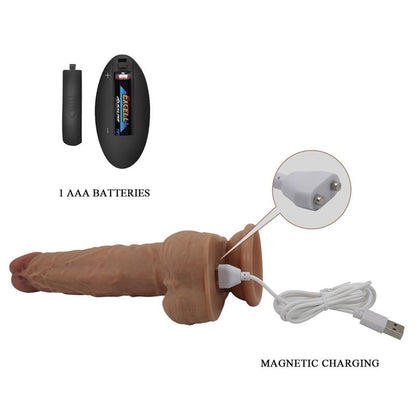 Vibruojantis dildo su stūmimo mechanizmu