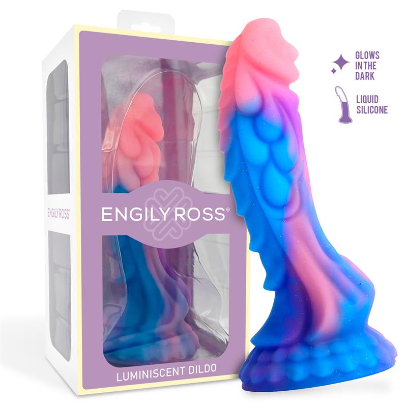 Drakono formos dildo su siurbtuku ir šviesa