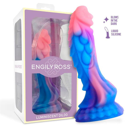 Drakono formos dildo su siurbtuku ir šviesa