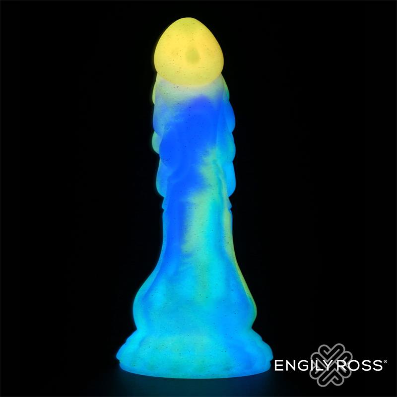 Drakono formos dildo su siurbtuku ir šviesa