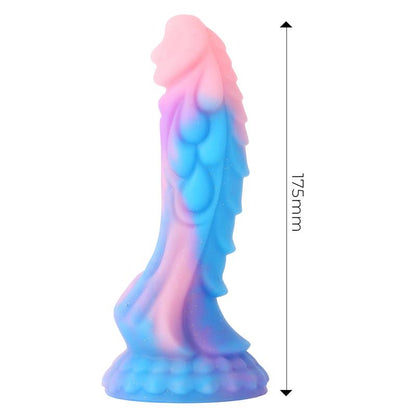 Drakono formos dildo su siurbtuku ir šviesa