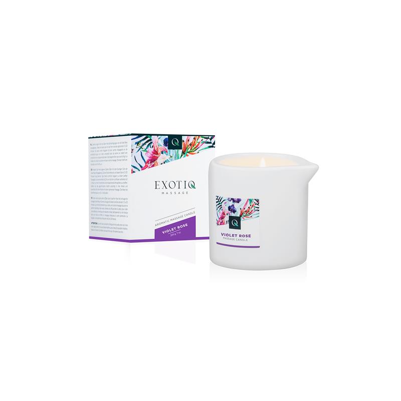 Masažinė žvakė su violetinių rožių aromatu