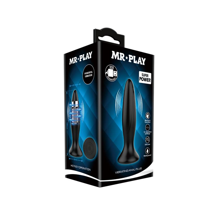 „Mr. Play“ vibruojantis analinis kištukas „USB Silicone Clave 50“.