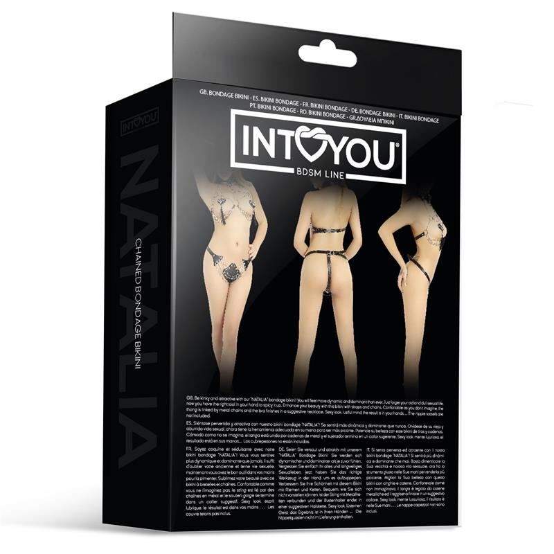 Bondage bikinis su grandinėlėmis ir dirželiais