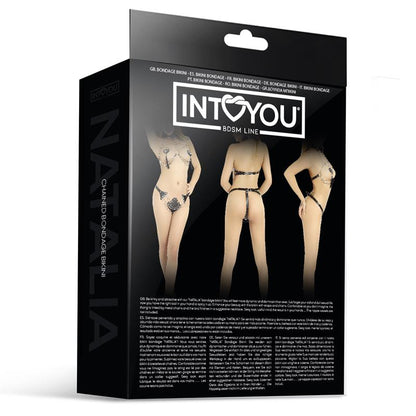 Bondage bikinis su grandinėlėmis ir dirželiais