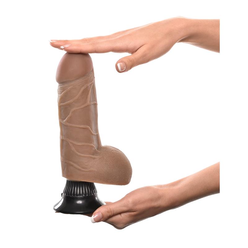 Vibruojantis dildo su siurbtuku ir aksominiu paviršiumi