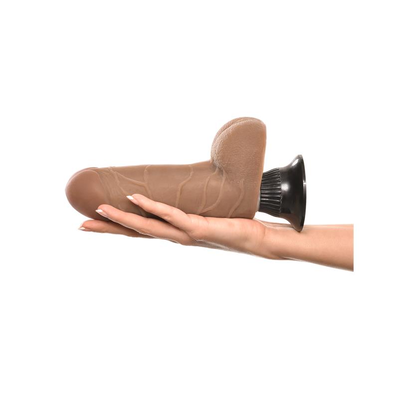 Vibruojantis dildo su siurbtuku ir aksominiu paviršiumi