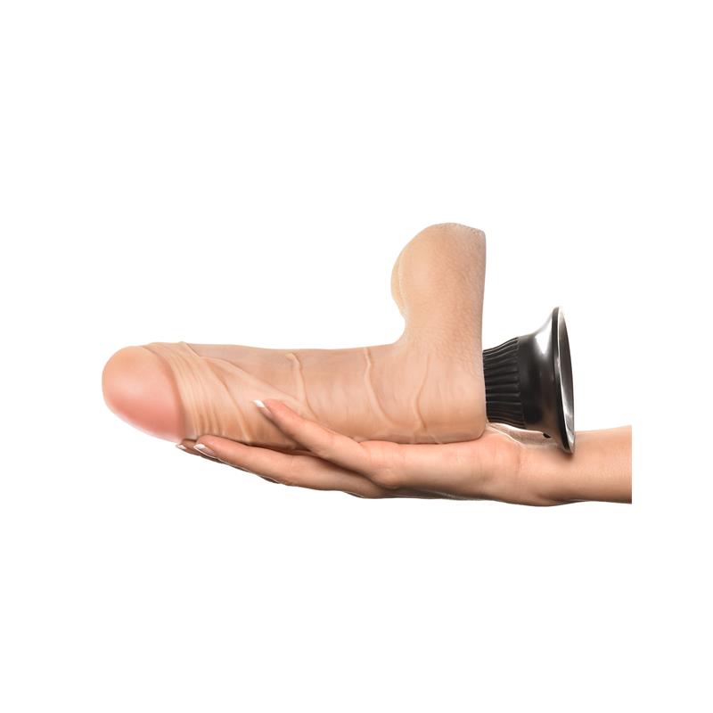 Vibruojantis dildo su siurbtuku ir natūraliu pojūčiu