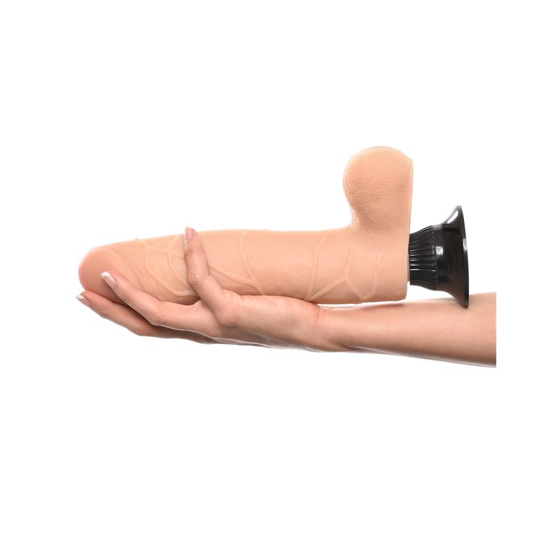 Vibruojantis dildo su siurbtuku ir natūraliu pojūčiu
