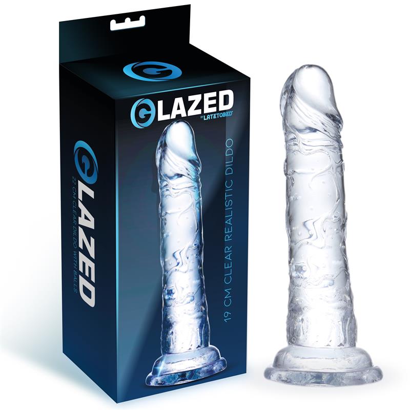Įstiklintas dildo su stipriu siurbtuku