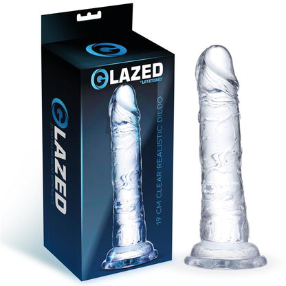 Įstiklintas dildo su stipriu siurbtuku