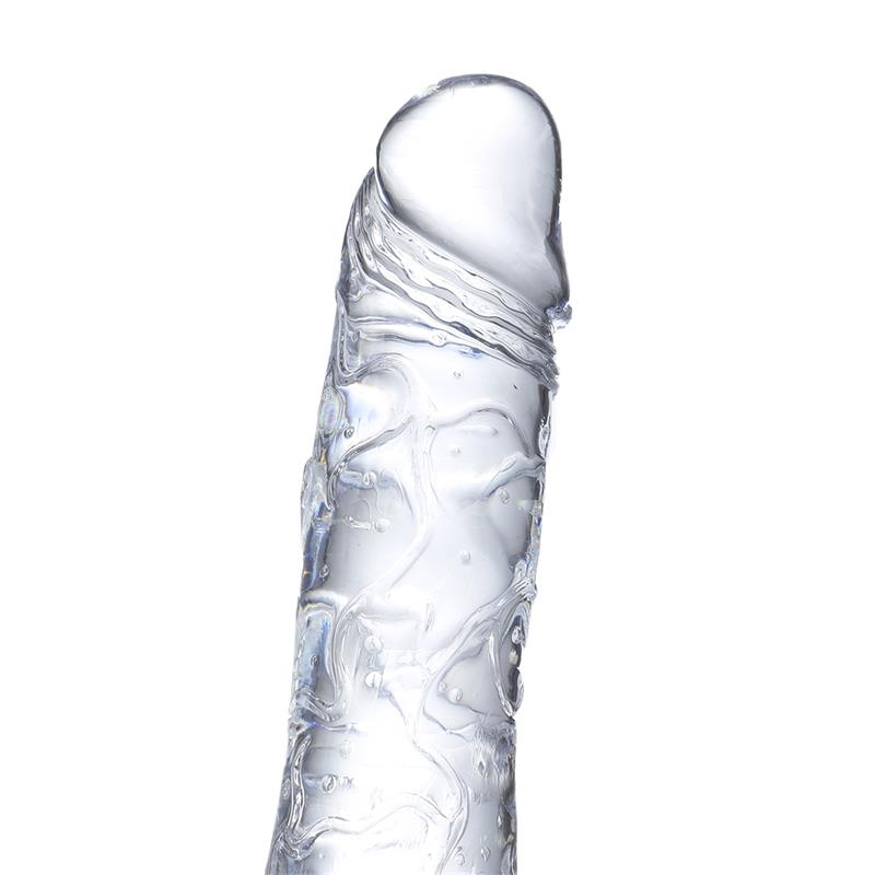 Įstiklintas dildo su stipriu siurbtuku
