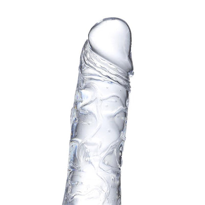 Įstiklintas dildo su stipriu siurbtuku