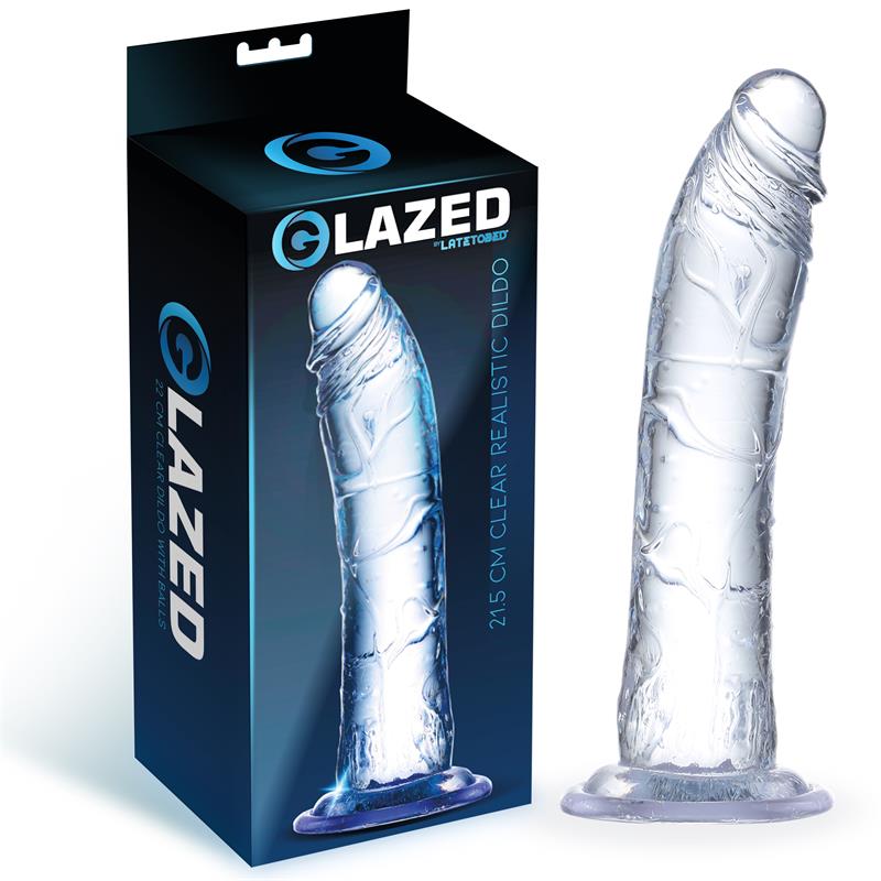 Skaidrus dildo su siurbtuku ir lankstumu