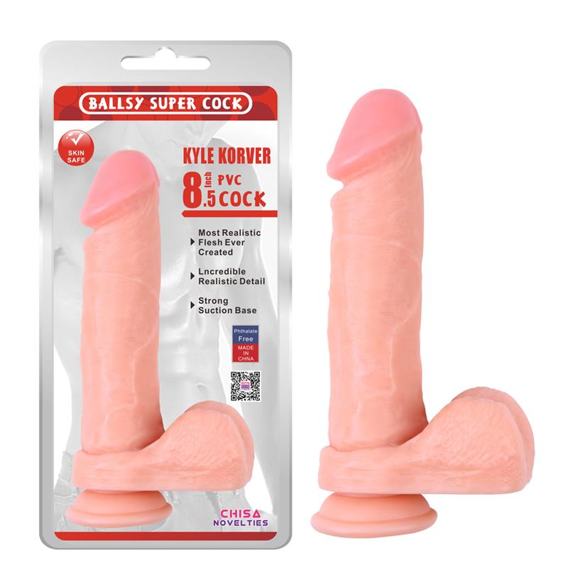 Realistinis dildo su siurbtuku ir sėklidėmis