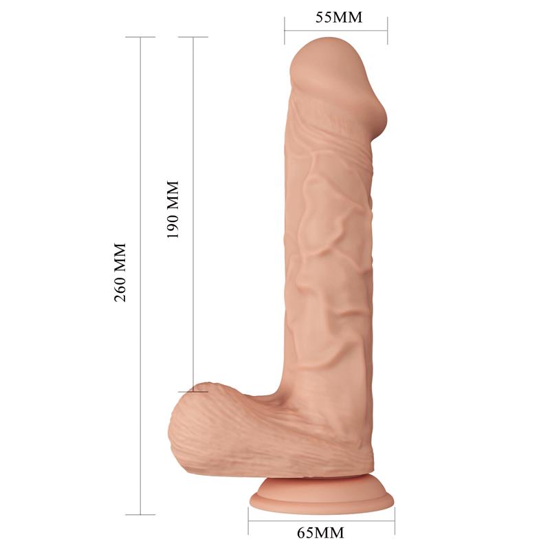 Didelis dildo su siurbtuku ir realistiška tekstūra