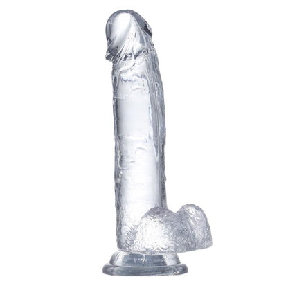 Įstiklintas dildo su siurbtuku ir lankstumu