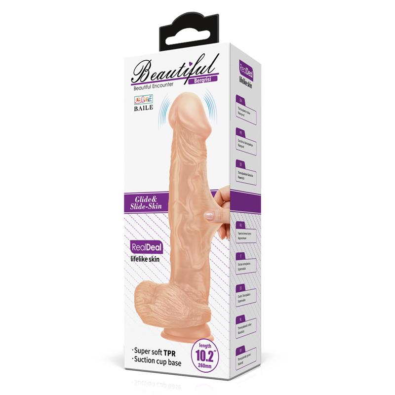 Realistinis dildo su galinga vibracija ir siurbtuku