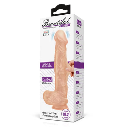 Realistinis dildo su galinga vibracija ir siurbtuku